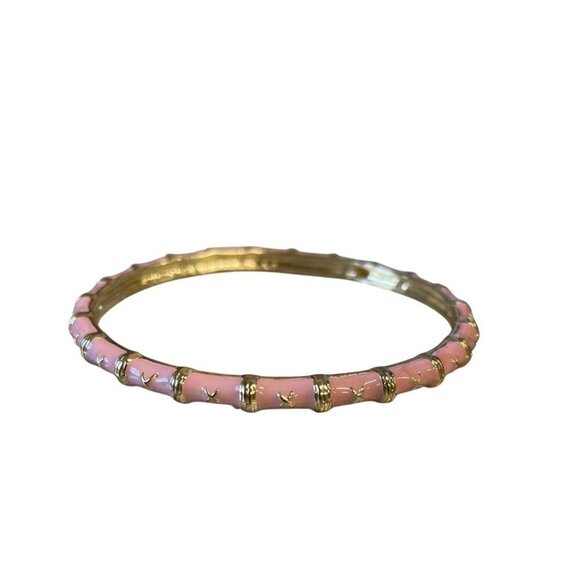 Pink and Gold Enamel Bangle Bracelet BOHO Gypsy Romance Fairy Festival - Picture 3 of 4